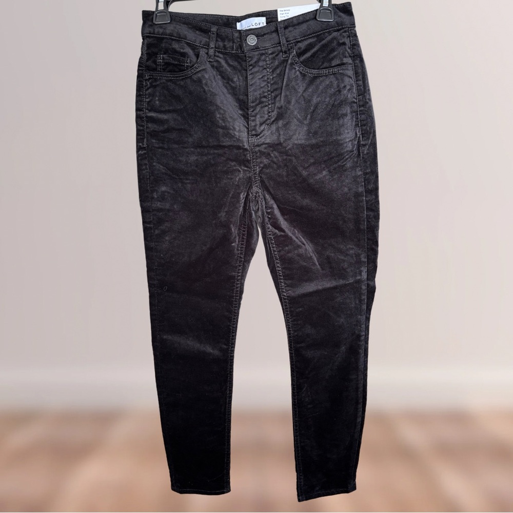 LAST CHANCE | NWT LOFT Black Skinny High Rise Curvy Fit Velvet Pants